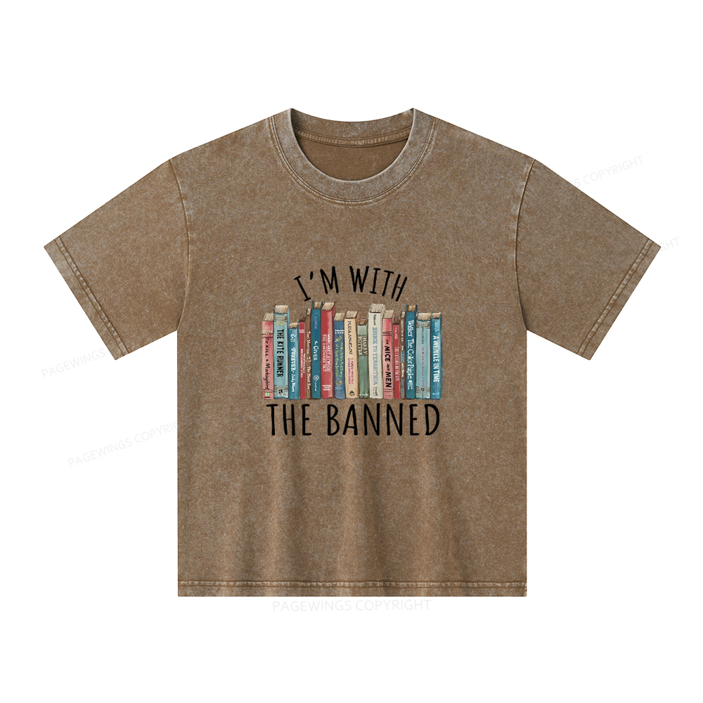 Pagewings I'm With The Banned Unisex Kids Washed T-shirt