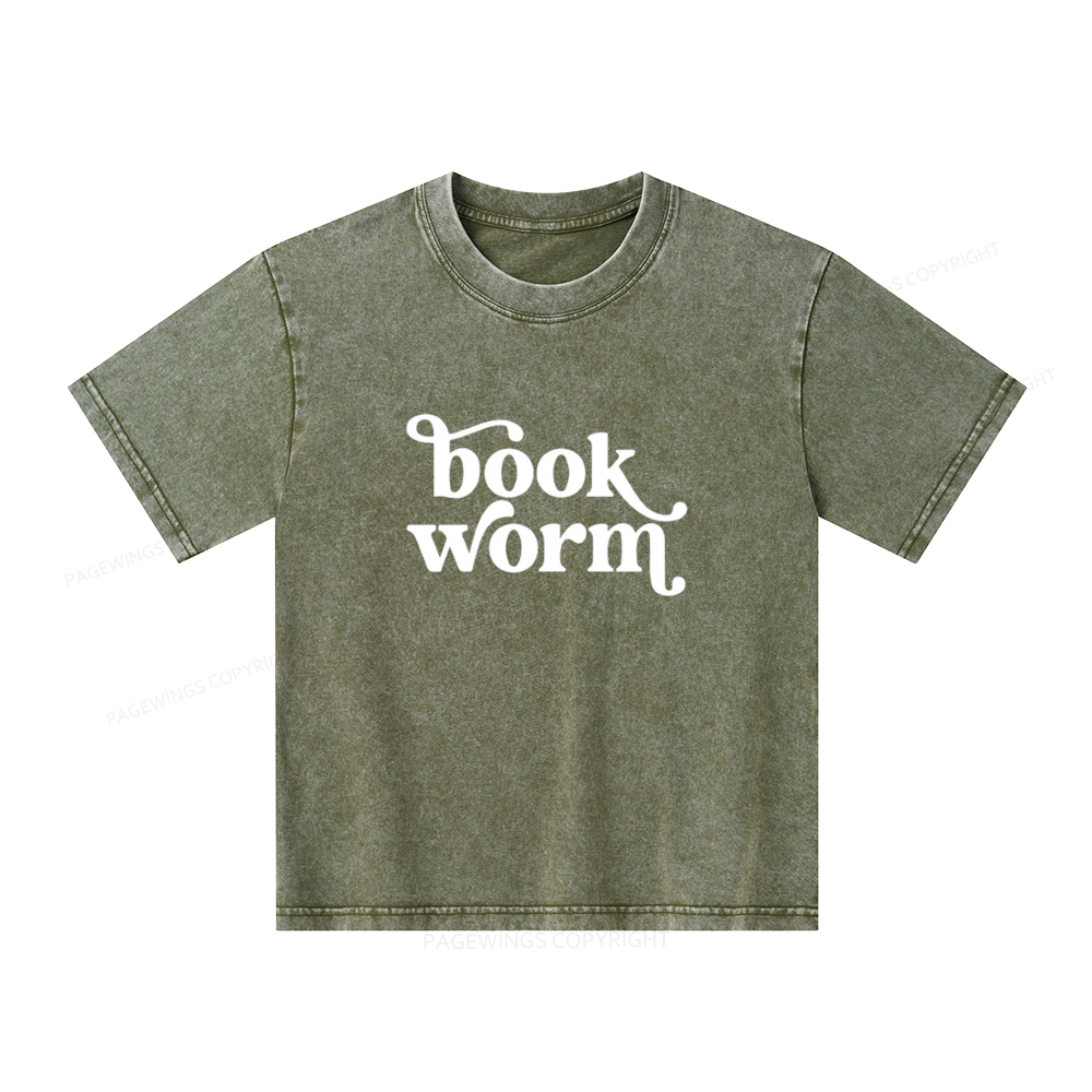 Pagewings Book Worm Unisex Kids Washed T-shirt