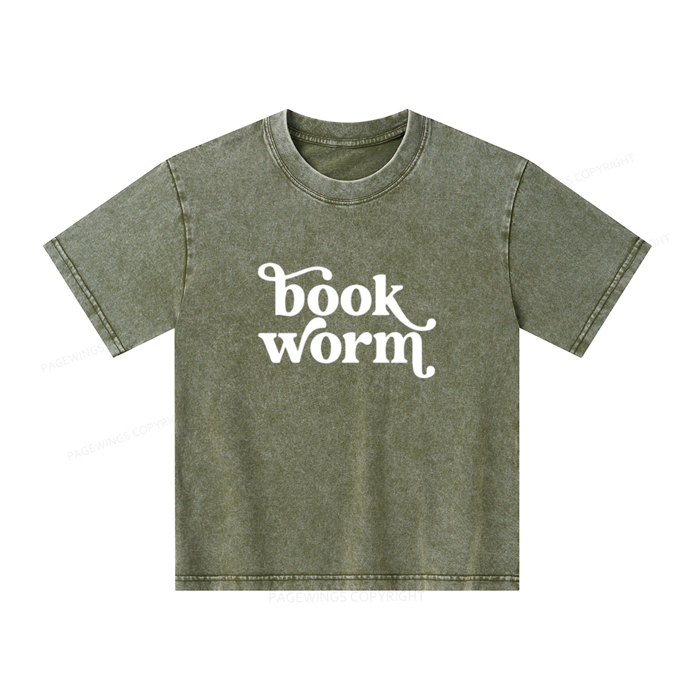 Pagewings Book Worm Unisex Kids Washed T-shirt