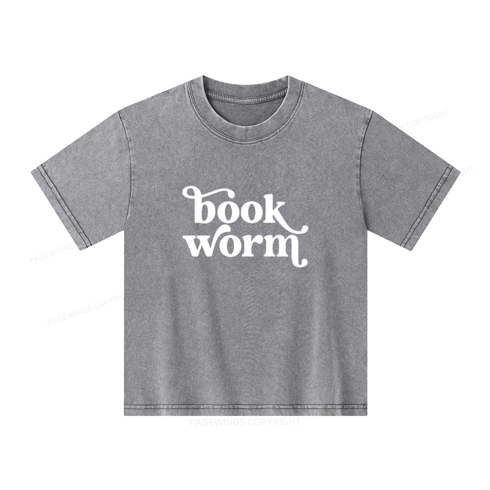 Pagewings Book Worm Unisex Kids Washed T-shirt