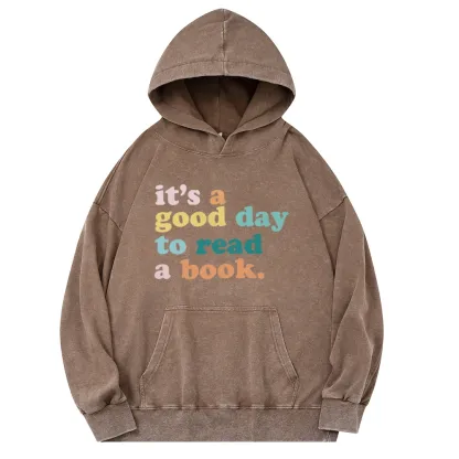 Pagewings It’s a Good Day to Read a Book Unisex Washed Hoodie