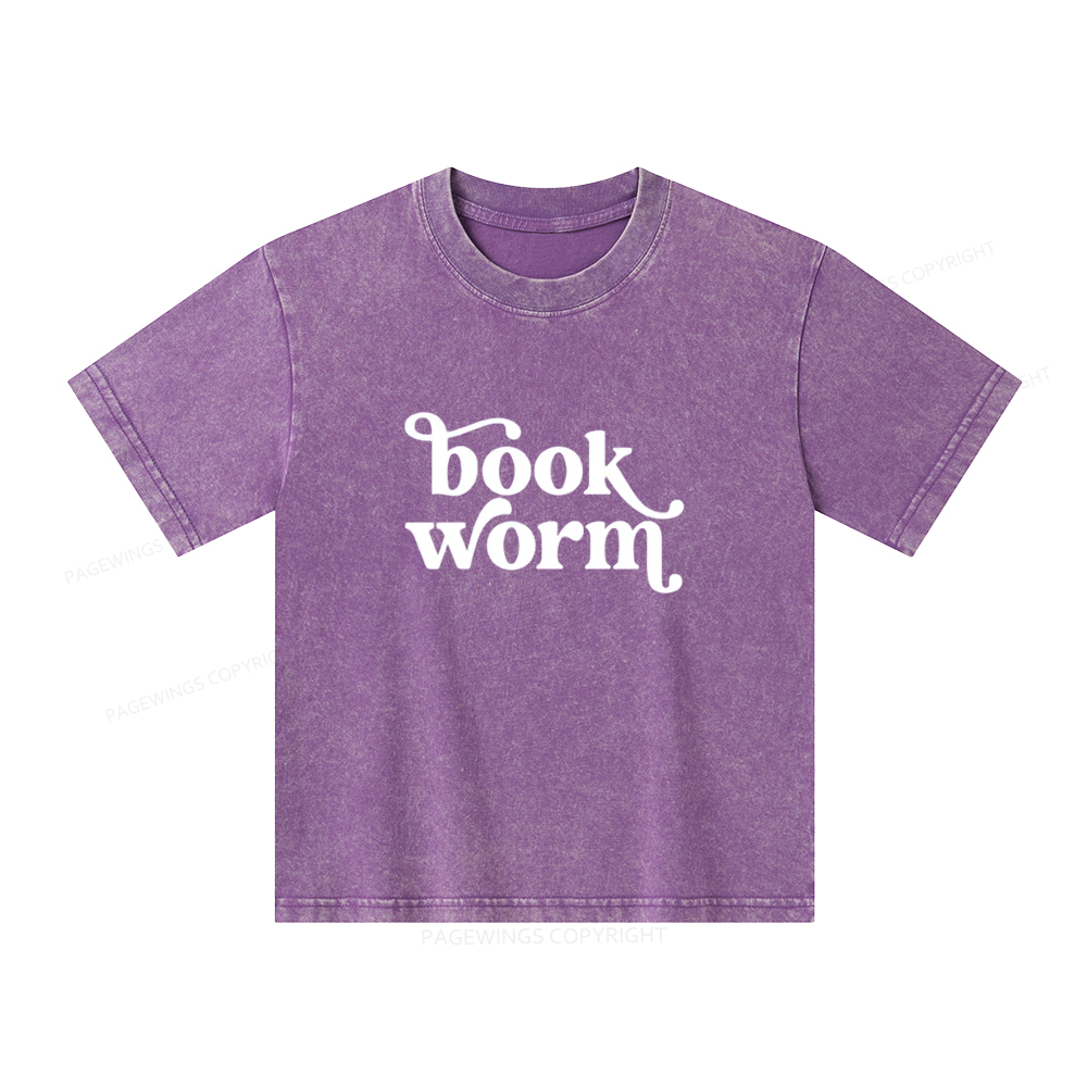 Pagewings Book Worm Unisex Kids Washed T-shirt