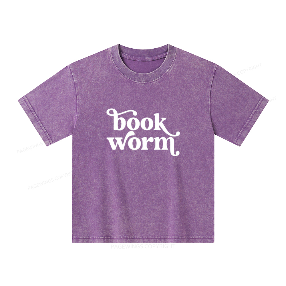 Pagewings Book Worm Unisex Kids Washed T-shirt