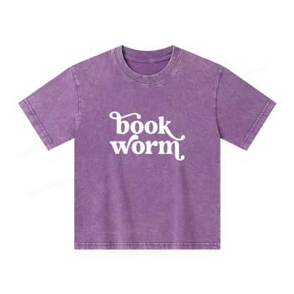 Pagewings Book Worm Unisex Kids Washed T-shirt