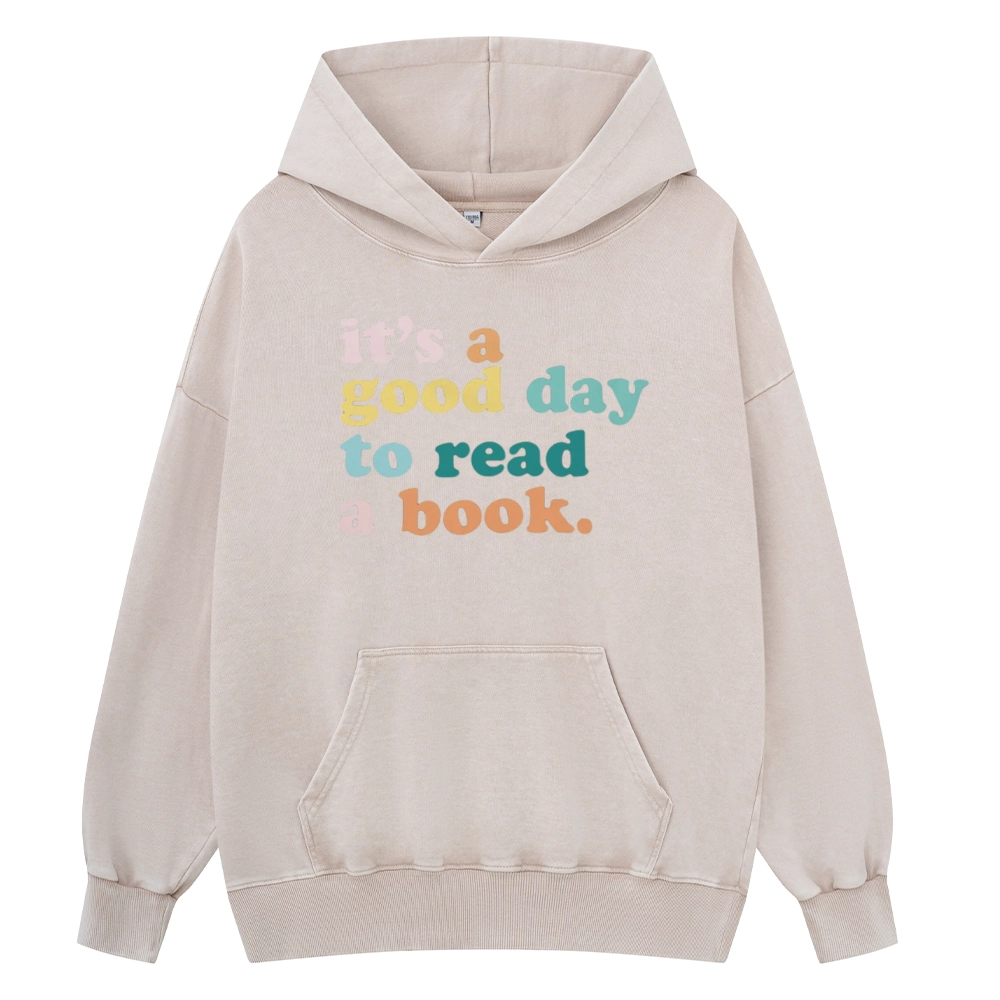 Pagewings It’s a Good Day to Read a Book Unisex Washed Hoodie