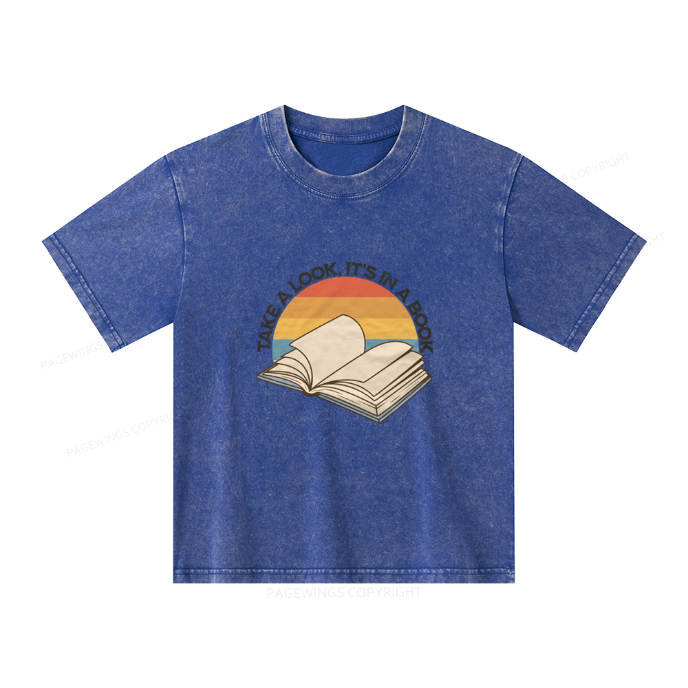 Pagewings Take A Look It's In A Book Unisex Kids Washed T-shirt