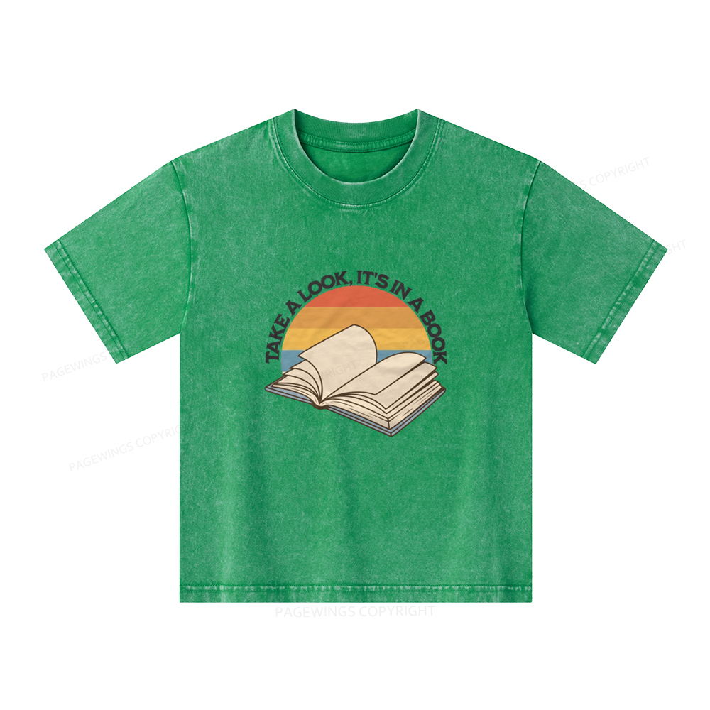 Pagewings Take A Look It's In A Book Unisex Kids Washed T-shirt