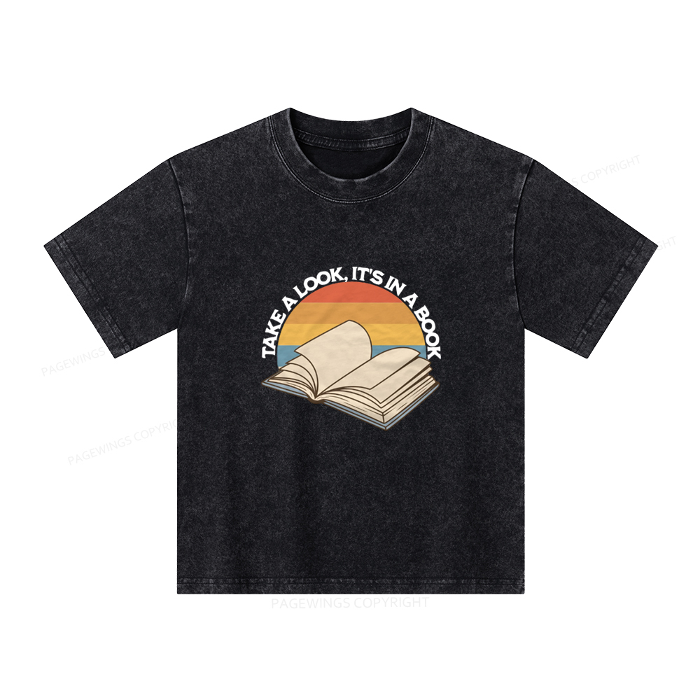 Pagewings Take A Look It's In A Book Unisex Kids Washed T-shirt