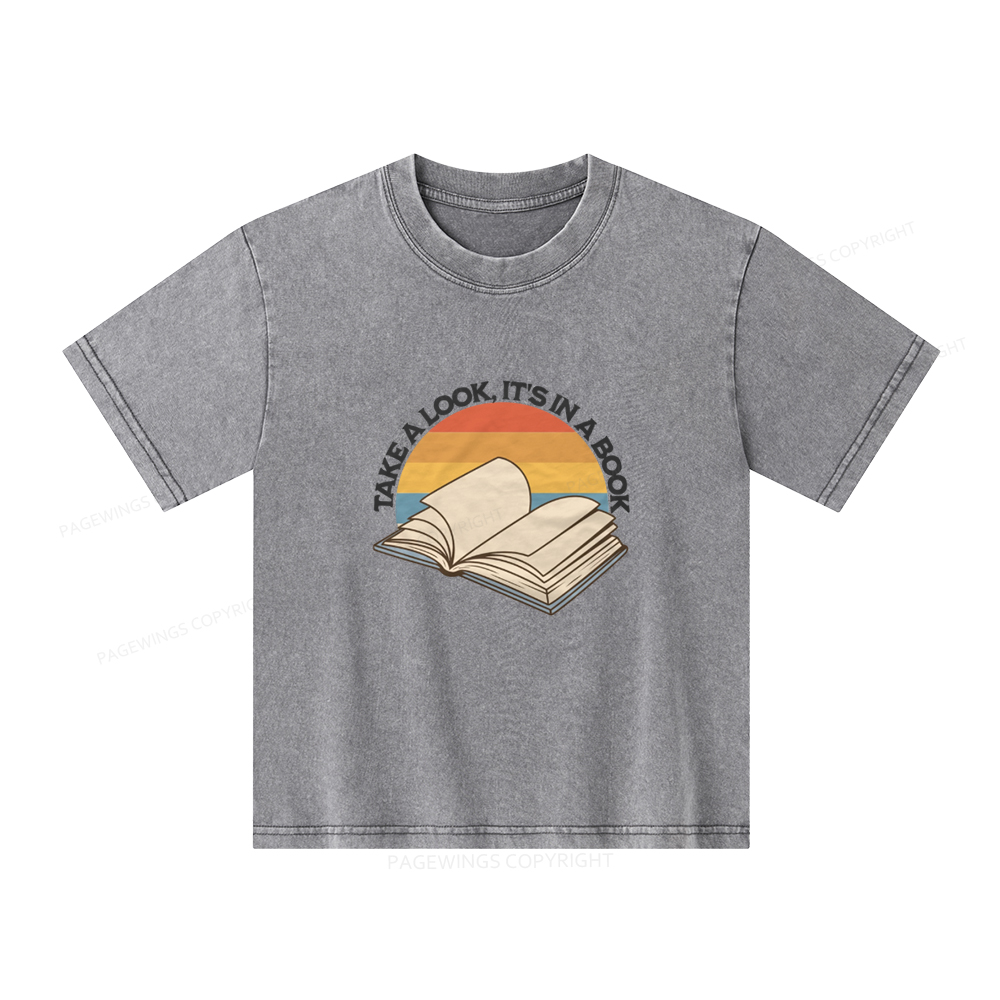 Pagewings Take A Look It's In A Book Unisex Kids Washed T-shirt