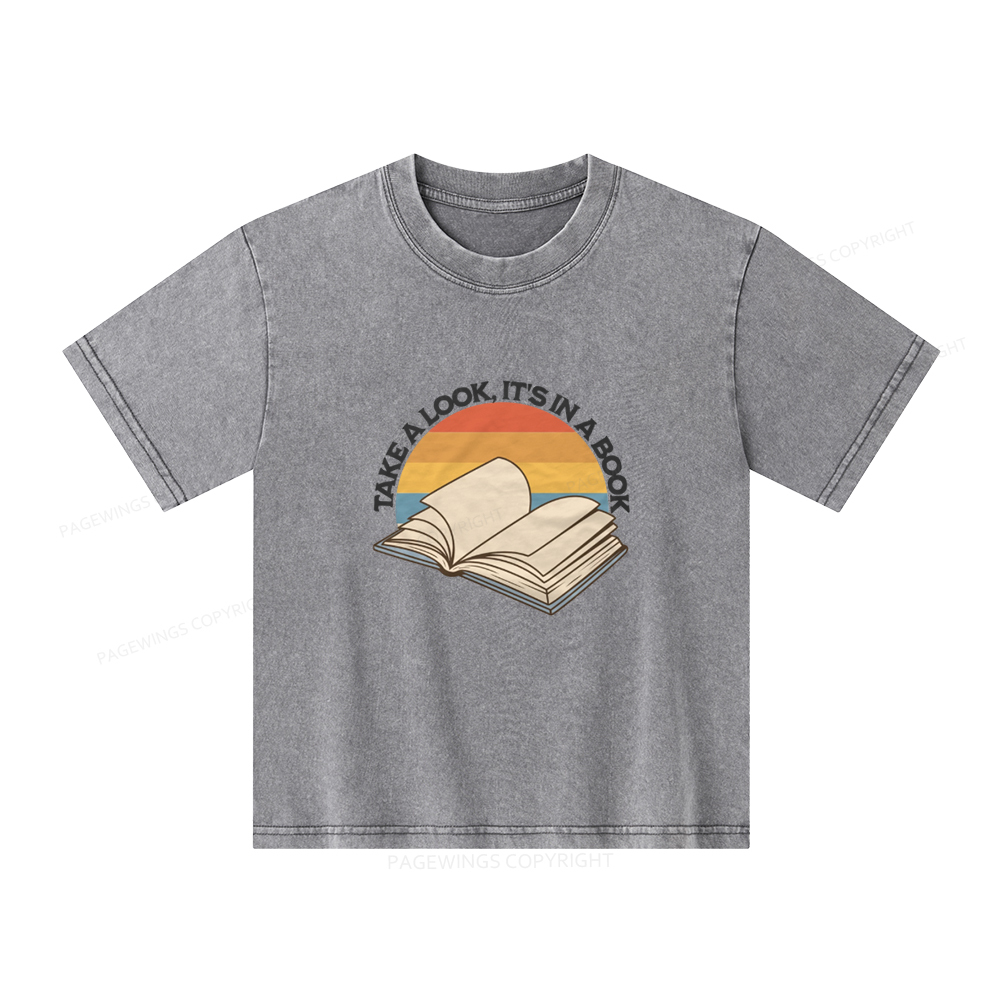 Pagewings Take A Look It's In A Book Unisex Kids Washed T-shirt