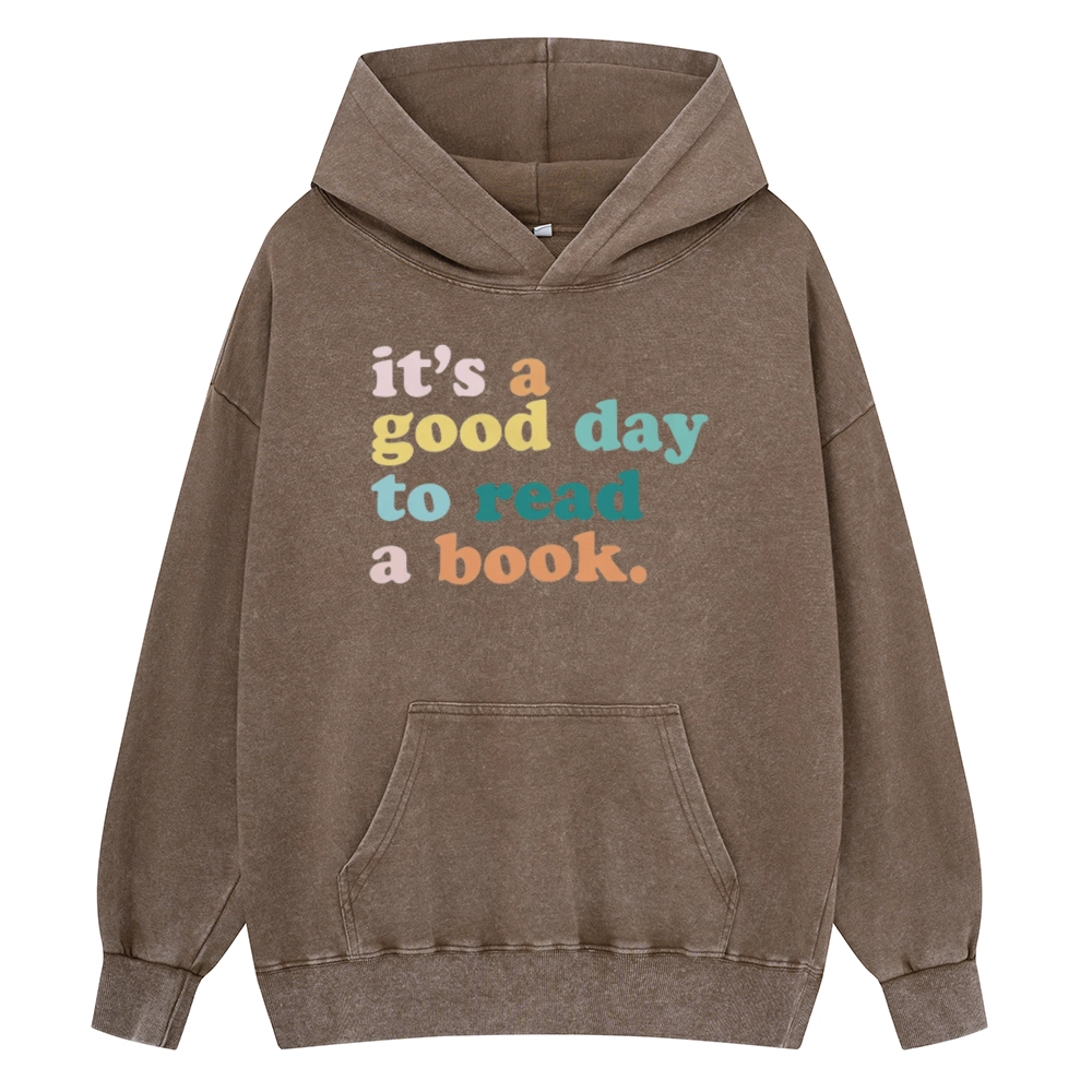Pagewings It’s a Good Day to Read a Book Unisex Washed Hoodie
