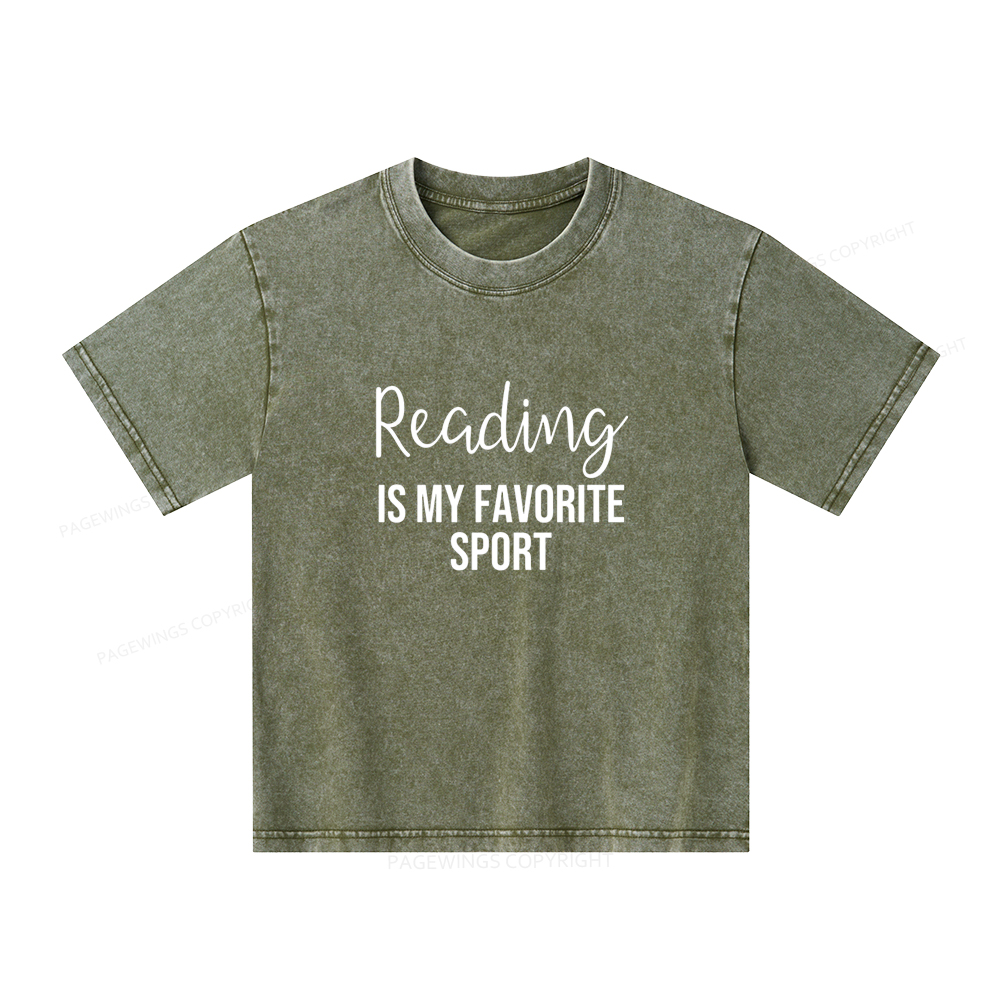 Pagewings Reading is My Favourite Sport Unisex Kids Washed T-shirt