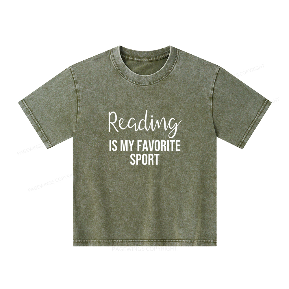Pagewings Reading is My Favourite Sport Unisex Kids Washed T-shirt