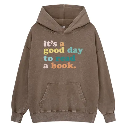 Pagewings It’s a Good Day to Read a Book Unisex Washed Hoodie