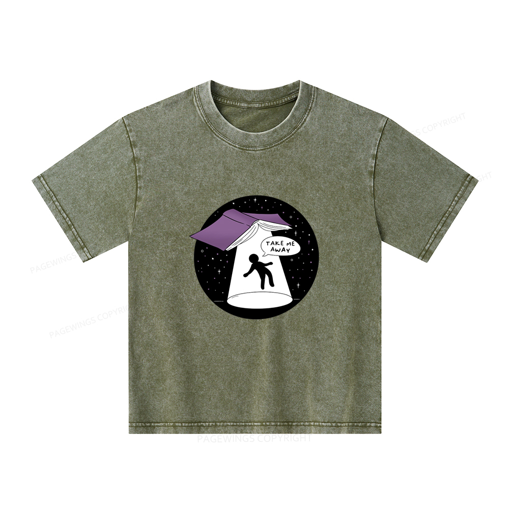 Pagewings Take Me Away Unisex Kids Washed T-shirt