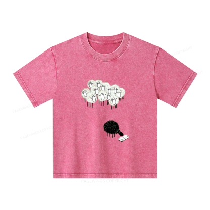 Pagewings Reading Fluffy Flock Unisex Kids Washed T-shirt