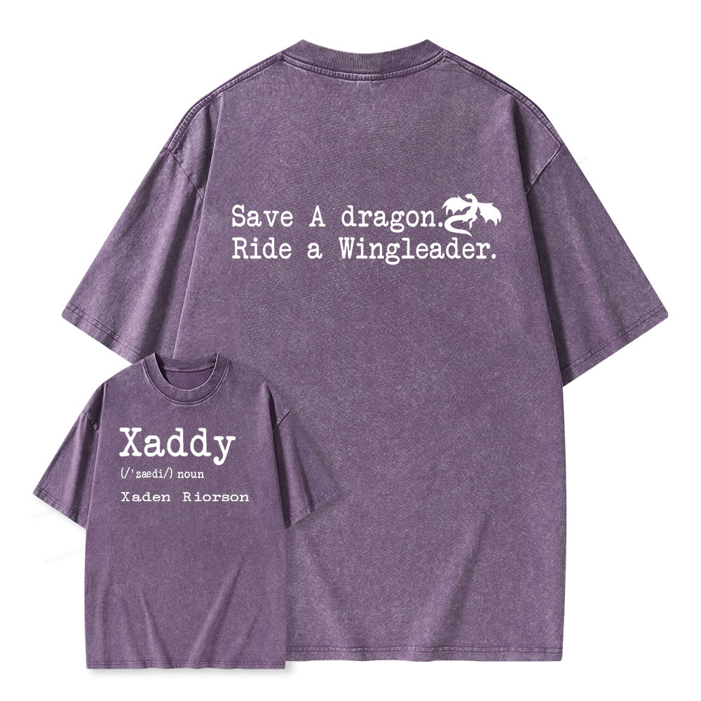 Pagewings Xaddy Save A Dragon Ride A Wingleader Unisex Washed T-shirt