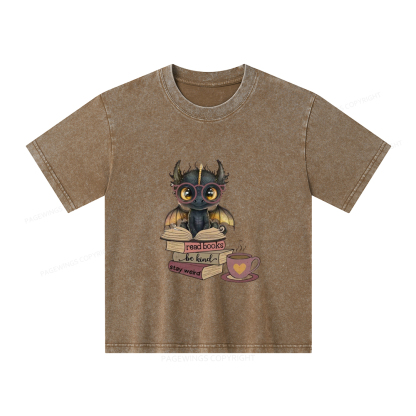Pagewings Fourth Wing Dargon Unisex Kids Washed T-shirt