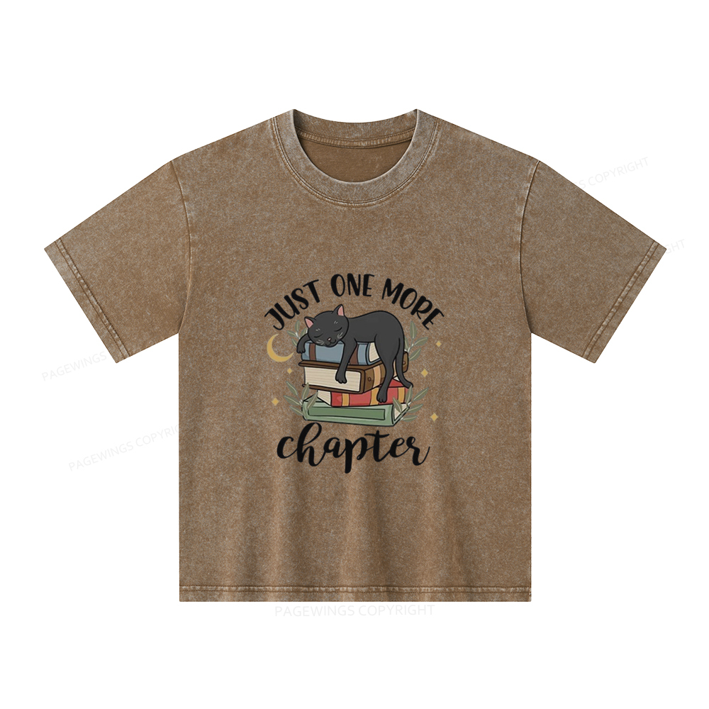Pagewings Just One More Chapter Adorable Cat Unisex Kids Washed T-shirt