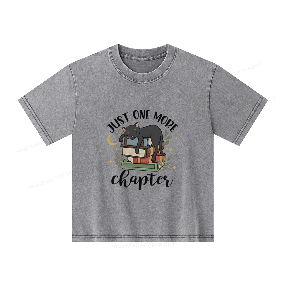 Pagewings Just One More Chapter Adorable Cat Unisex Kids Washed T-shirt