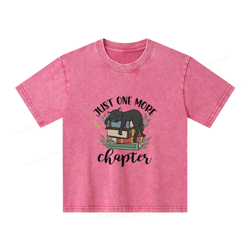 Pagewings Just One More Chapter Adorable Cat Unisex Kids Washed T-shirt