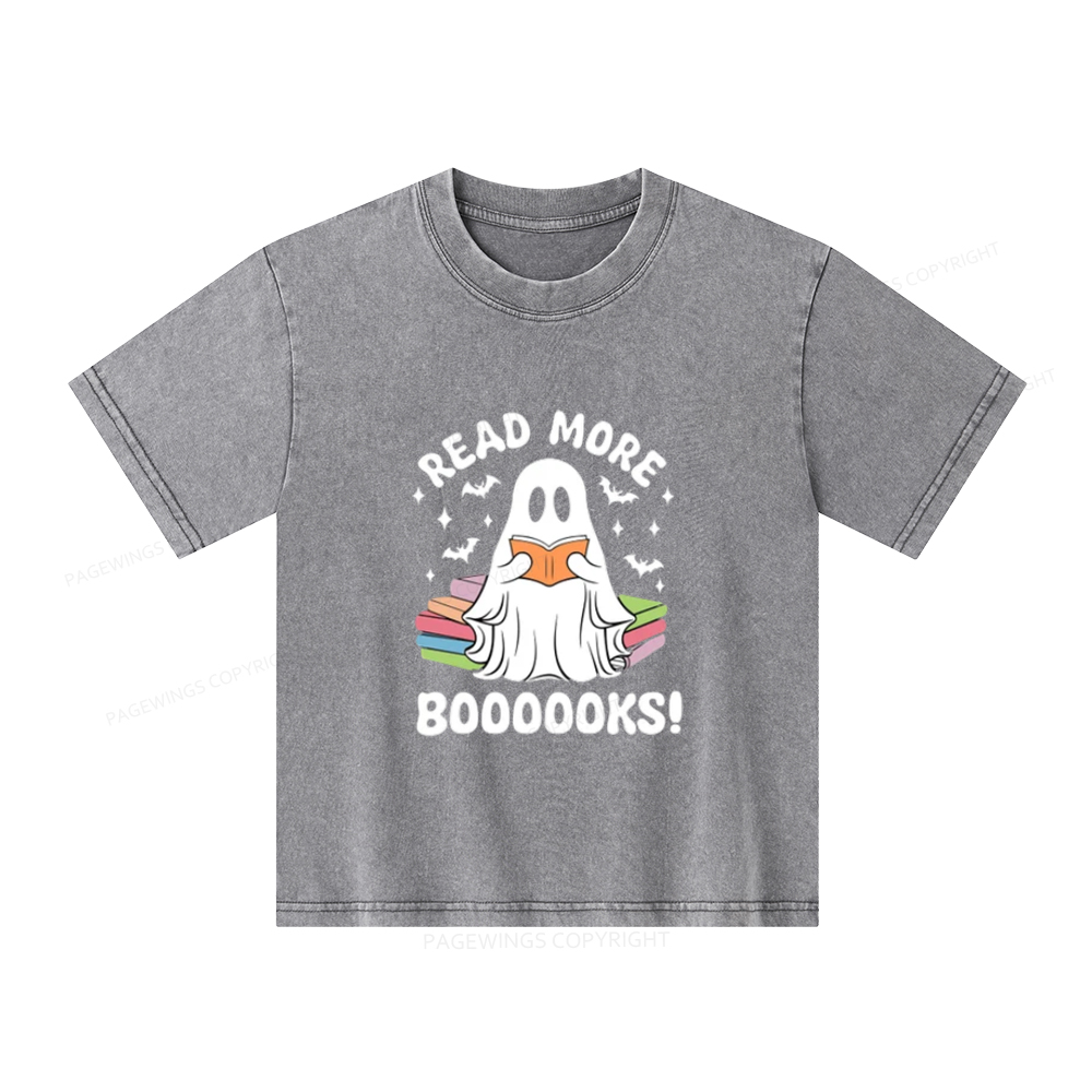 Pagewings Halloween Read More Booooks Unisex Kids Washed T-shirt