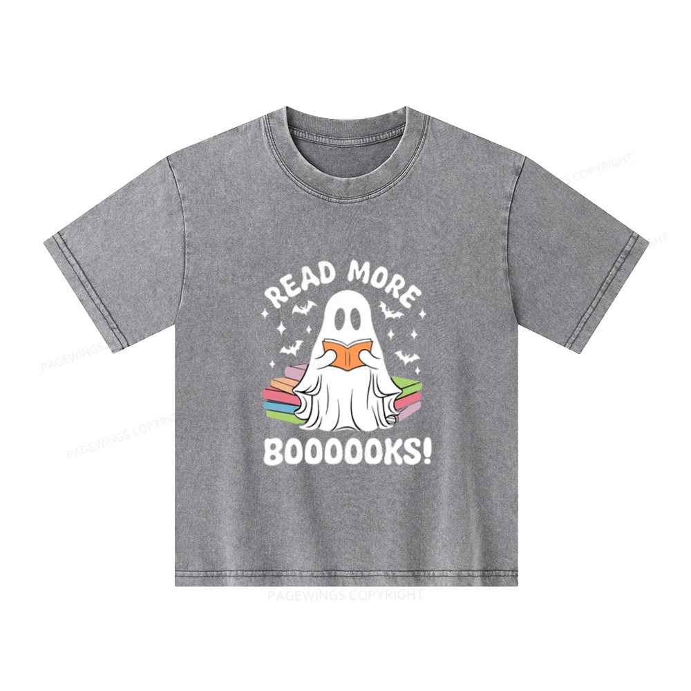 Pagewings Halloween Read More Booooks Unisex Kids Washed T-shirt