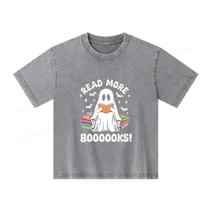 Pagewings Halloween Read More Booooks Unisex Kids Washed T-shirt