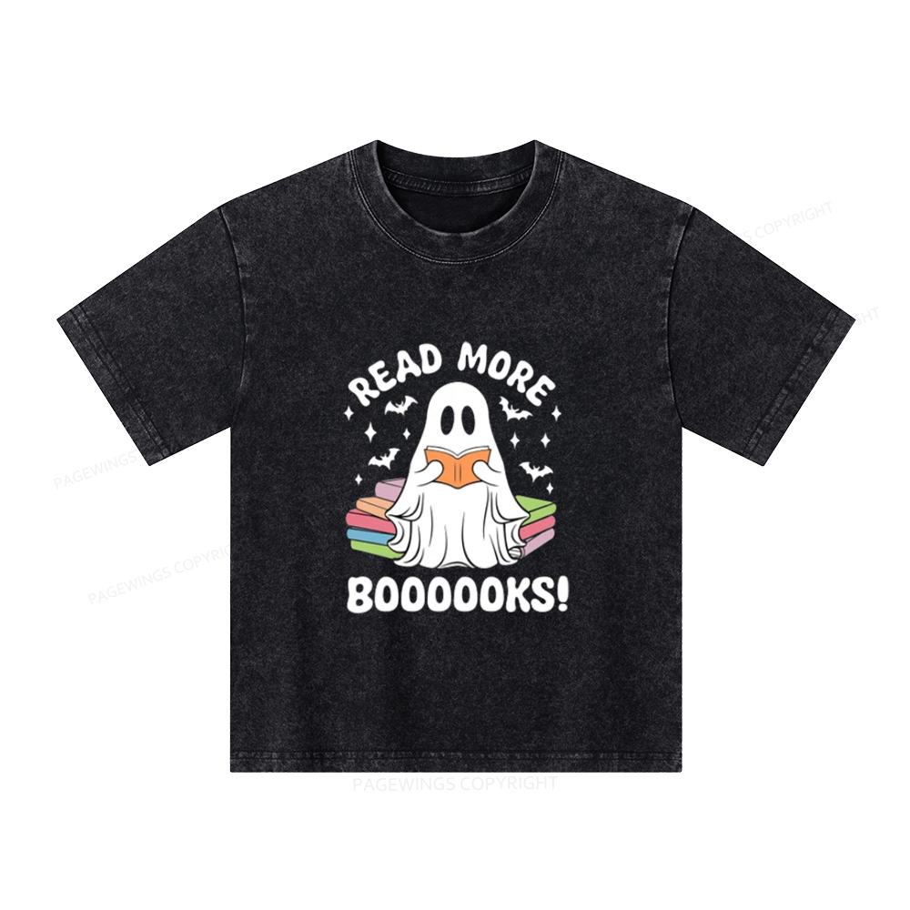 Pagewings Halloween Read More Booooks Unisex Kids Washed T-shirt
