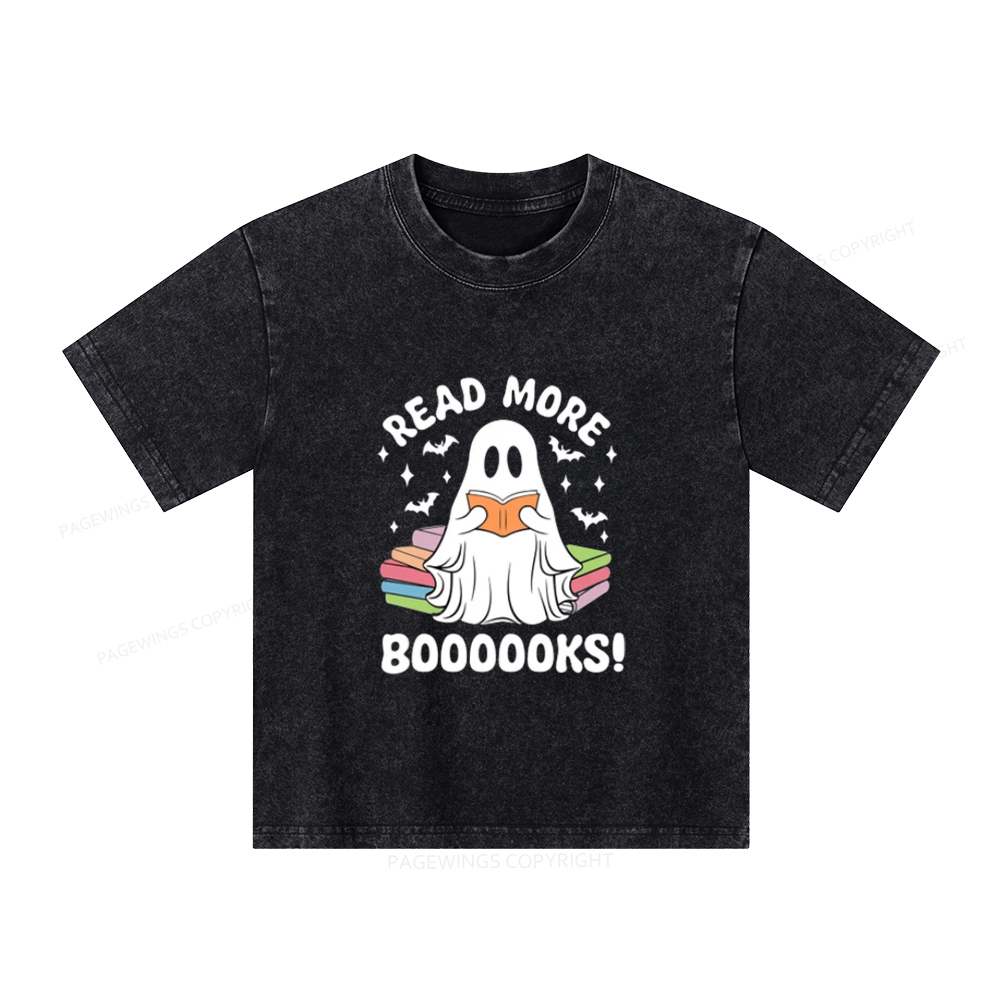 Pagewings Halloween Read More Booooks Unisex Kids Washed T-shirt