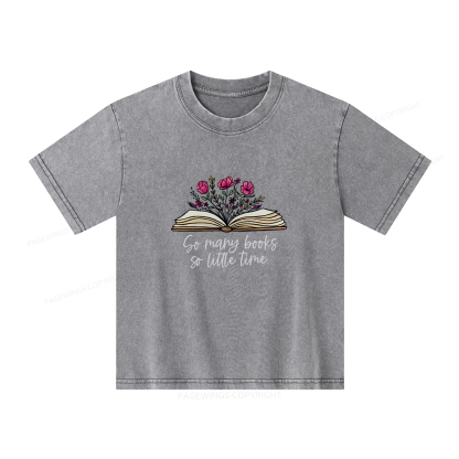 Pagewings So Many Books So Little Time Unisex Kids Washed T-shirt
