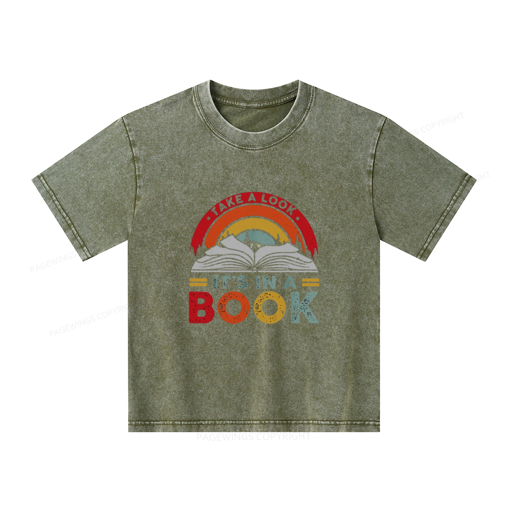 Pagewings  Take A Look It's In A Book Unisex Kids Washed T-shirt
