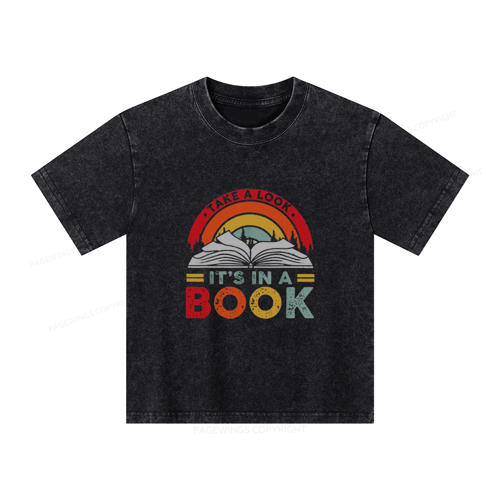 Pagewings Take A Look It's In A Book Unisex Kids Washed T-shirt
