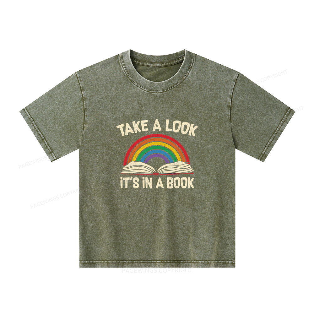 Pagewings Take A Look It's In A Book Unisex Kids Washed T-shirt