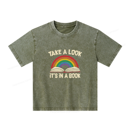 Pagewings Take A Look It's In A Book Unisex Kids Washed T-shirt