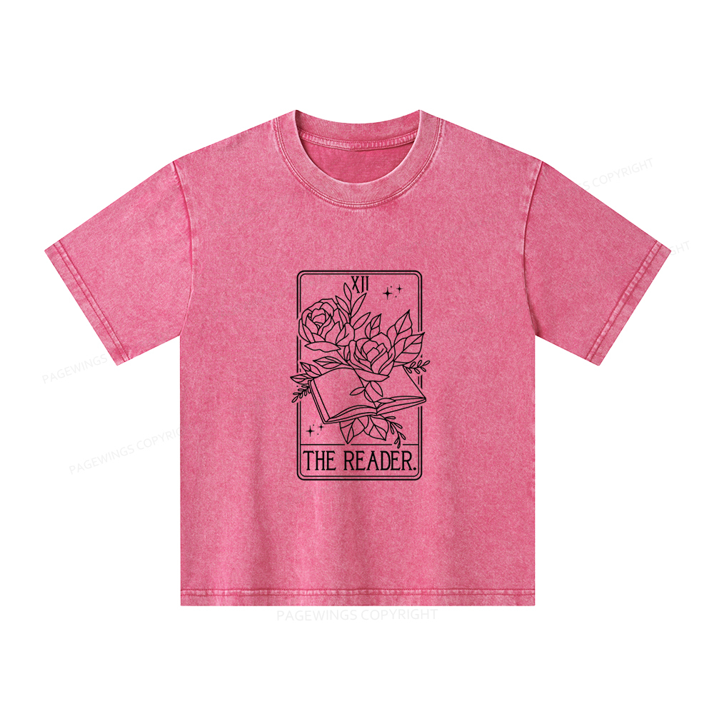 Pagewings The Reader Tarot Card Unisex Kids Washed T-shirt