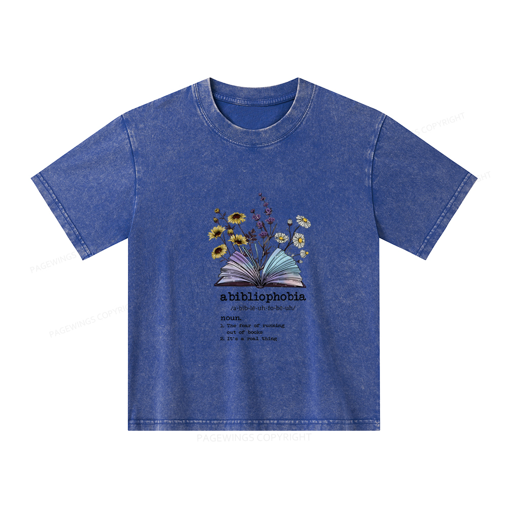 Pagewings Bibliophile Reading Unisex Kids Washed T-shirt