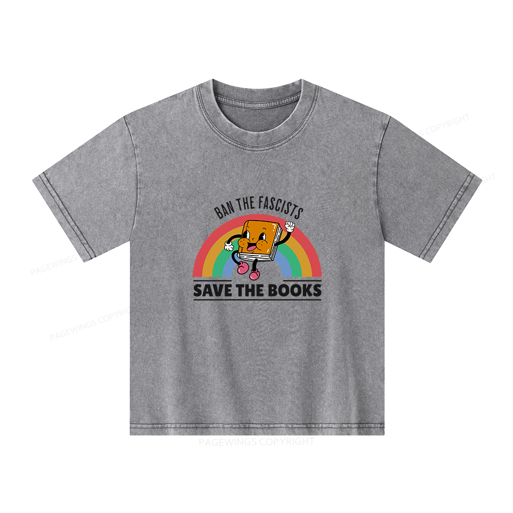 Pagewings Ban The Fascists Save The Books Shirt Unisex Kids Washed T-shirt