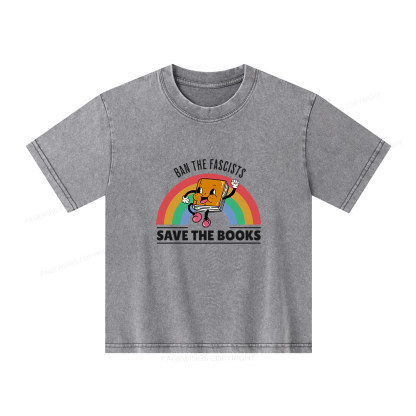 Pagewings Ban The Fascists Save The Books Shirt Unisex Kids Washed T-shirt