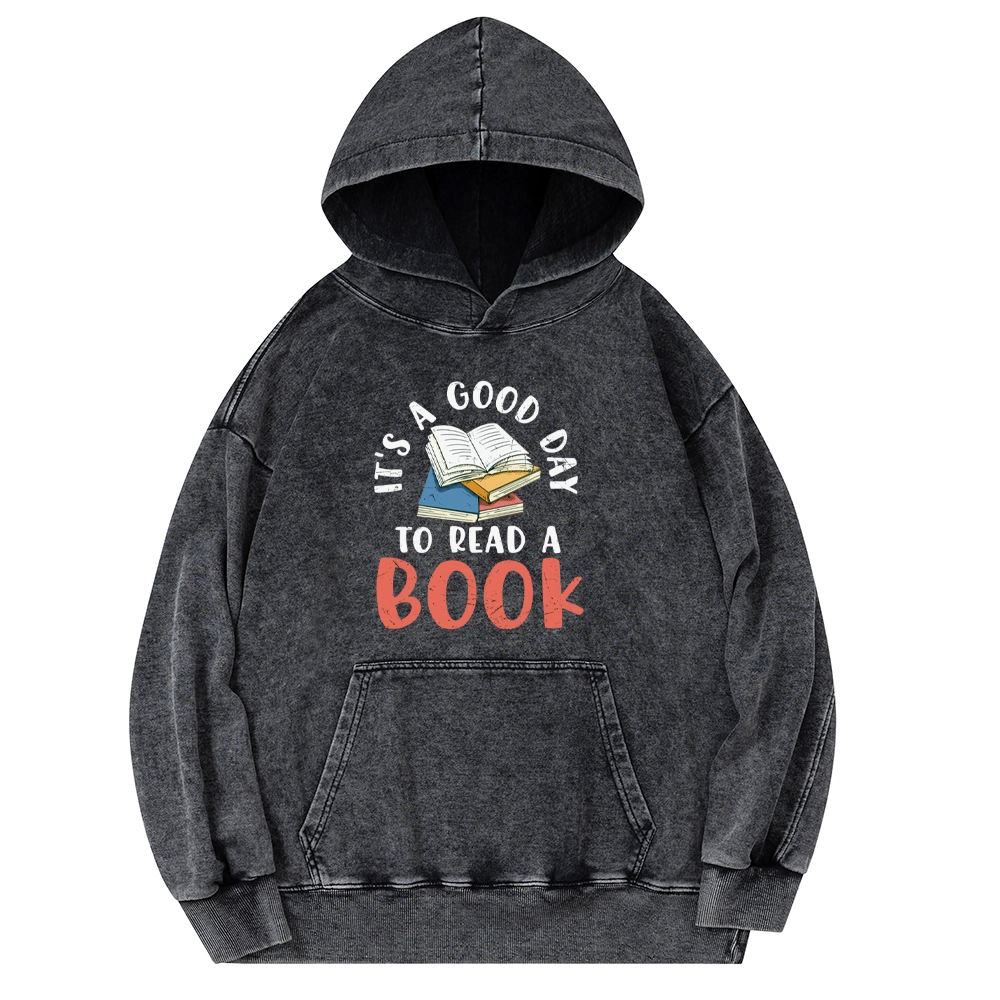 Pagewings It’s a Good Day to Read a Book Unisex Washed Hoodie
