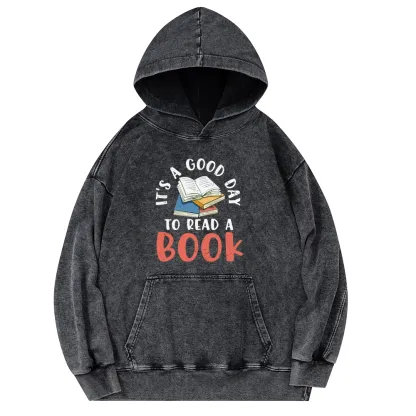 Pagewings It’s a Good Day to Read a Book Unisex Washed Hoodie