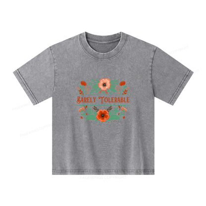 Pagewings Barely Tolerable Book Lover Bookish Unisex Kids Washed T-shirt