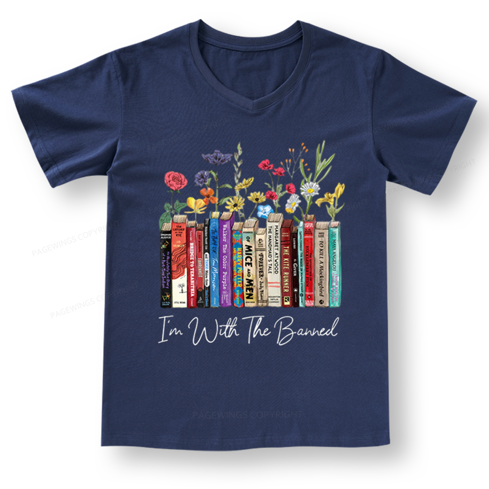 Pagewings I'm With The Banned Flowers V-neck T-shirt