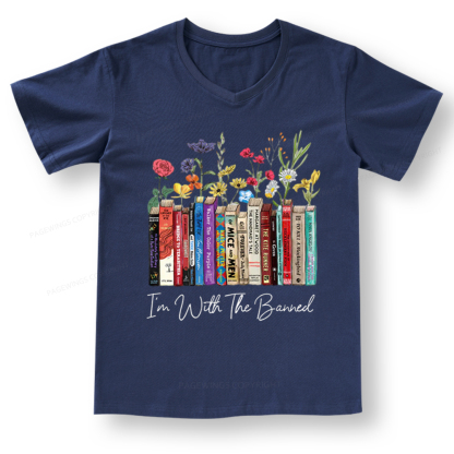 Pagewings I'm With The Banned Flowers V-neck T-shirt