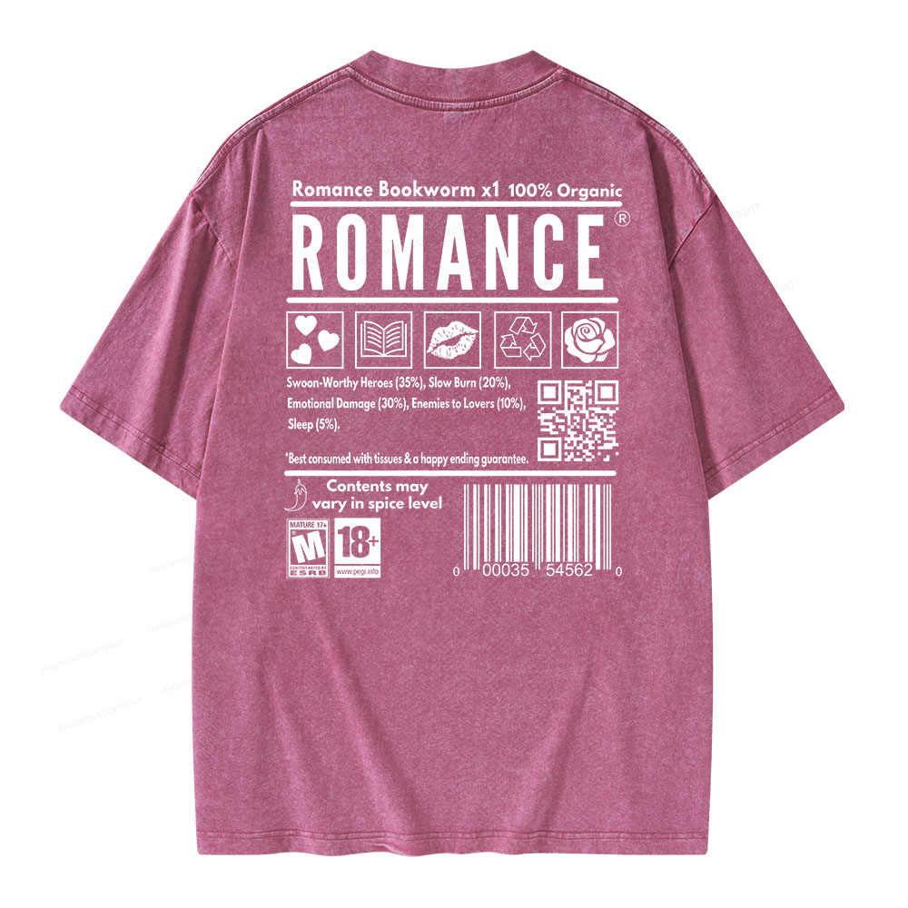 Pagewings Romance Bookworm Unisex Washed T-shirt