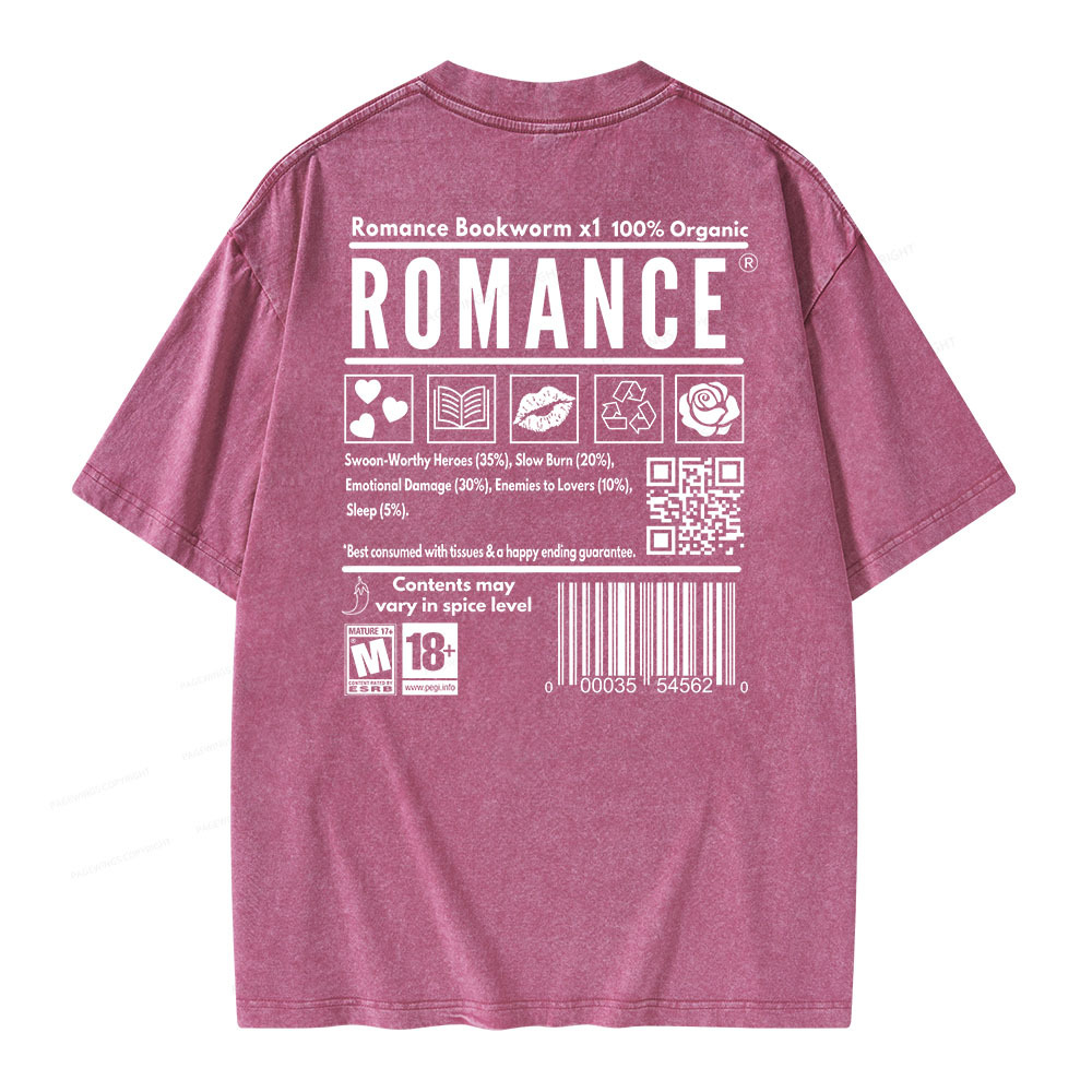 Pagewings Romance Bookworm Unisex Washed T-shirt