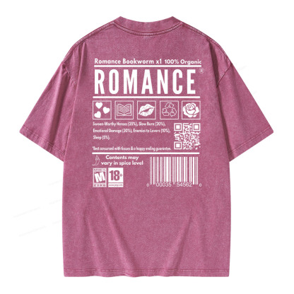 Pagewings Romance Bookworm Unisex Washed T-shirt
