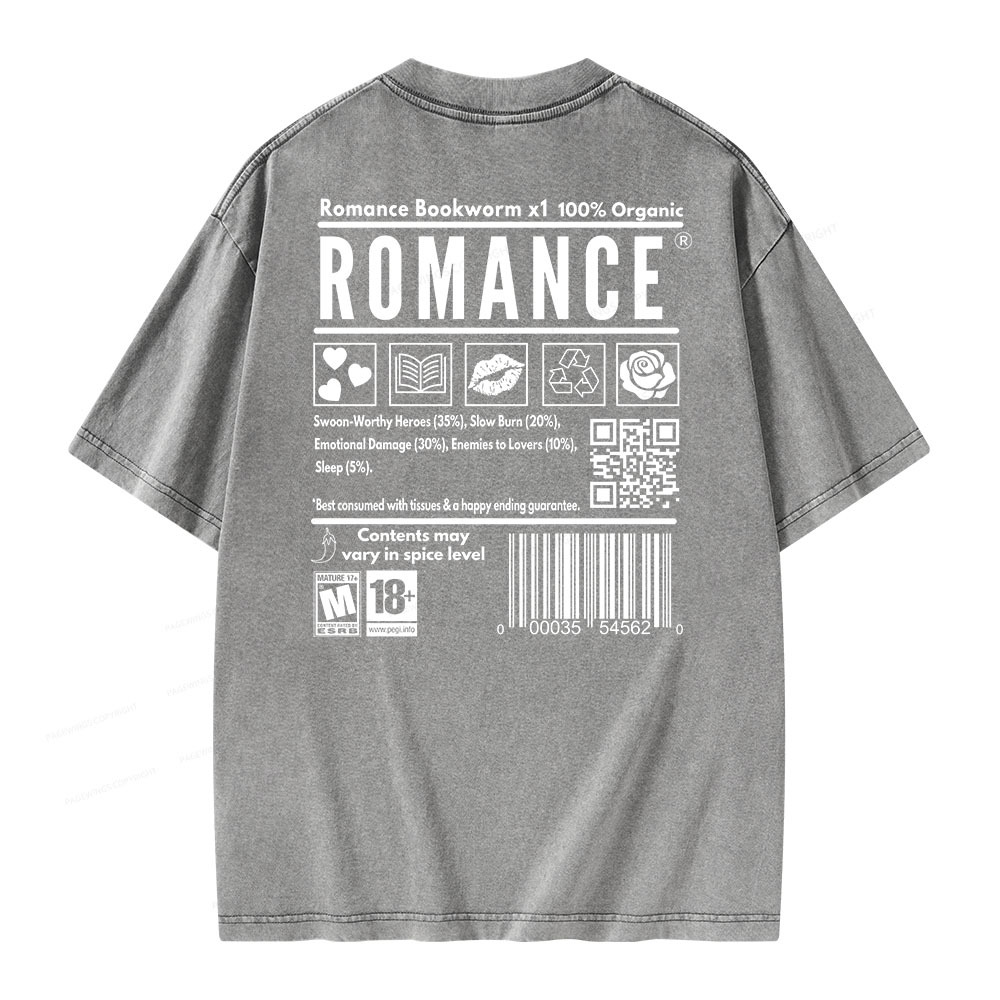 Pagewings Romance Bookworm Unisex Washed T-shirt