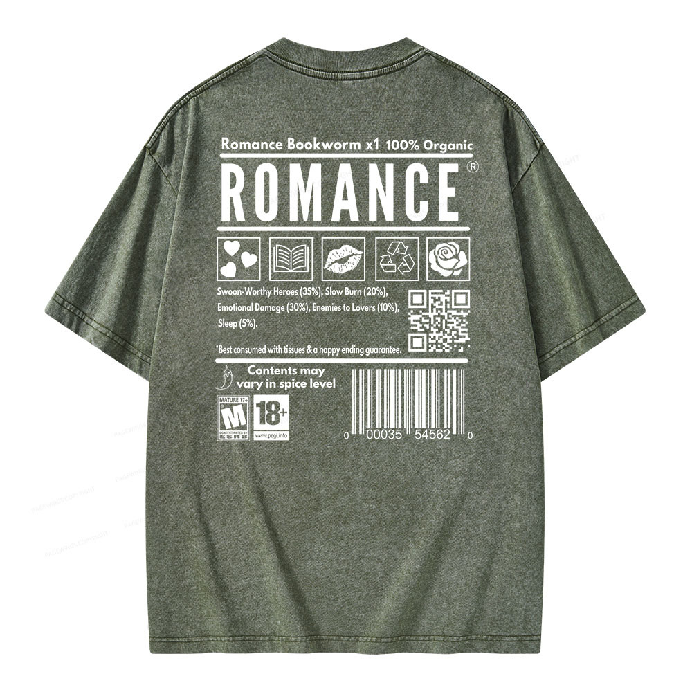 Pagewings Romance Bookworm Unisex Washed T-shirt
