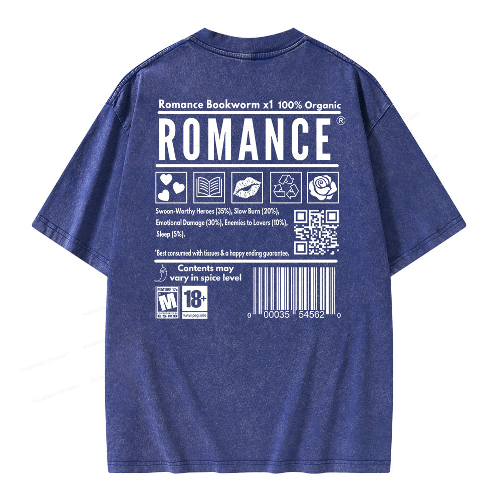 Pagewings Romance Bookworm Unisex Washed T-shirt